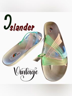 Vintage Islander Women's Pastel Multi-Color Slide Sandals (11)